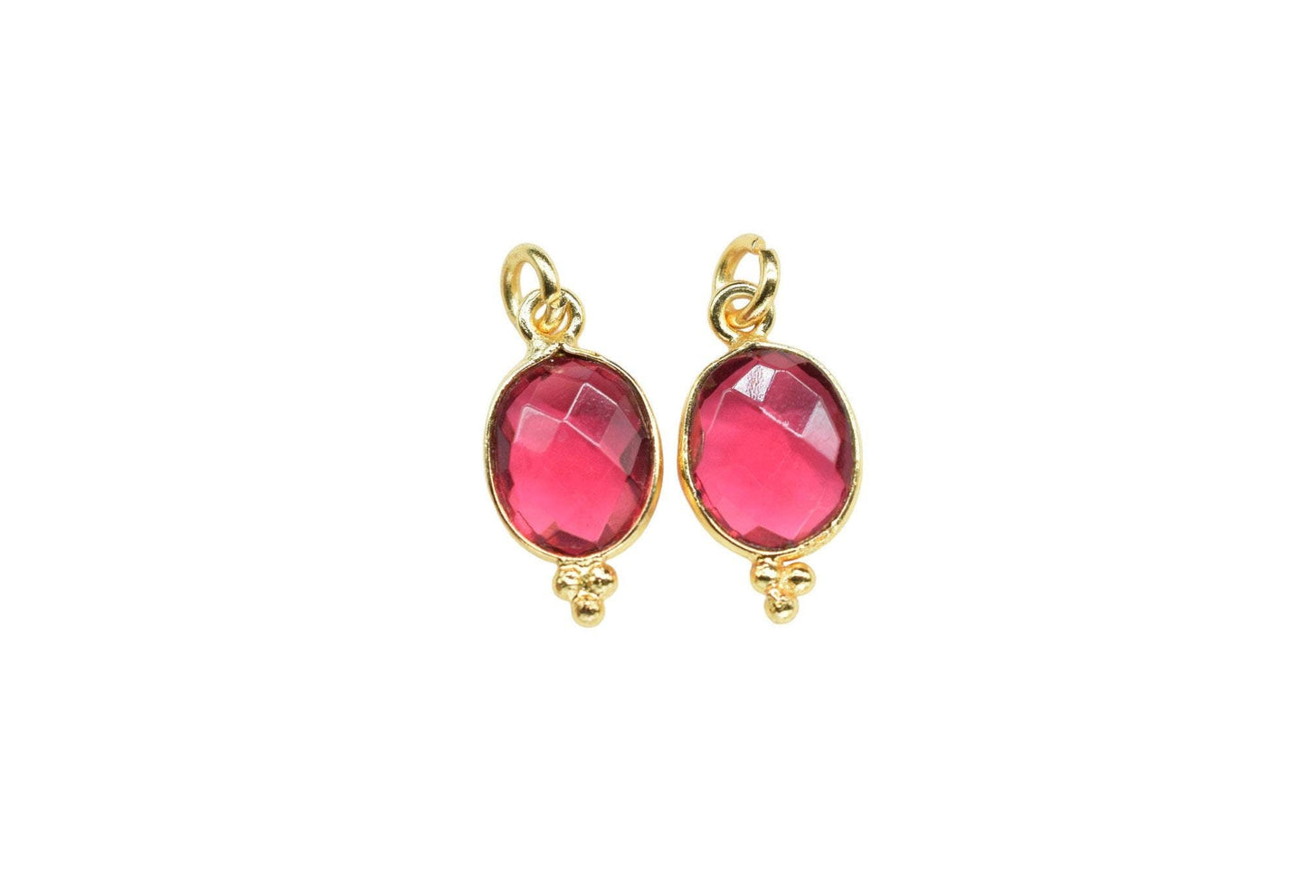 Pink Tourmaline 8x10mm oval Shape Pendant Jewelry/Pink Tourmaline Gold Plated Single Bail Connector jewelry/Gemstone Teardrop Charms,Gift
