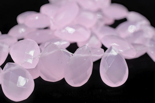 Pink Chalcedony Quartz 9x13mm Faceted Pear Briolettes - Faceted Briolettes - Calibrated Gemstone - Chalcedony Pear Briolette,wholesale beads