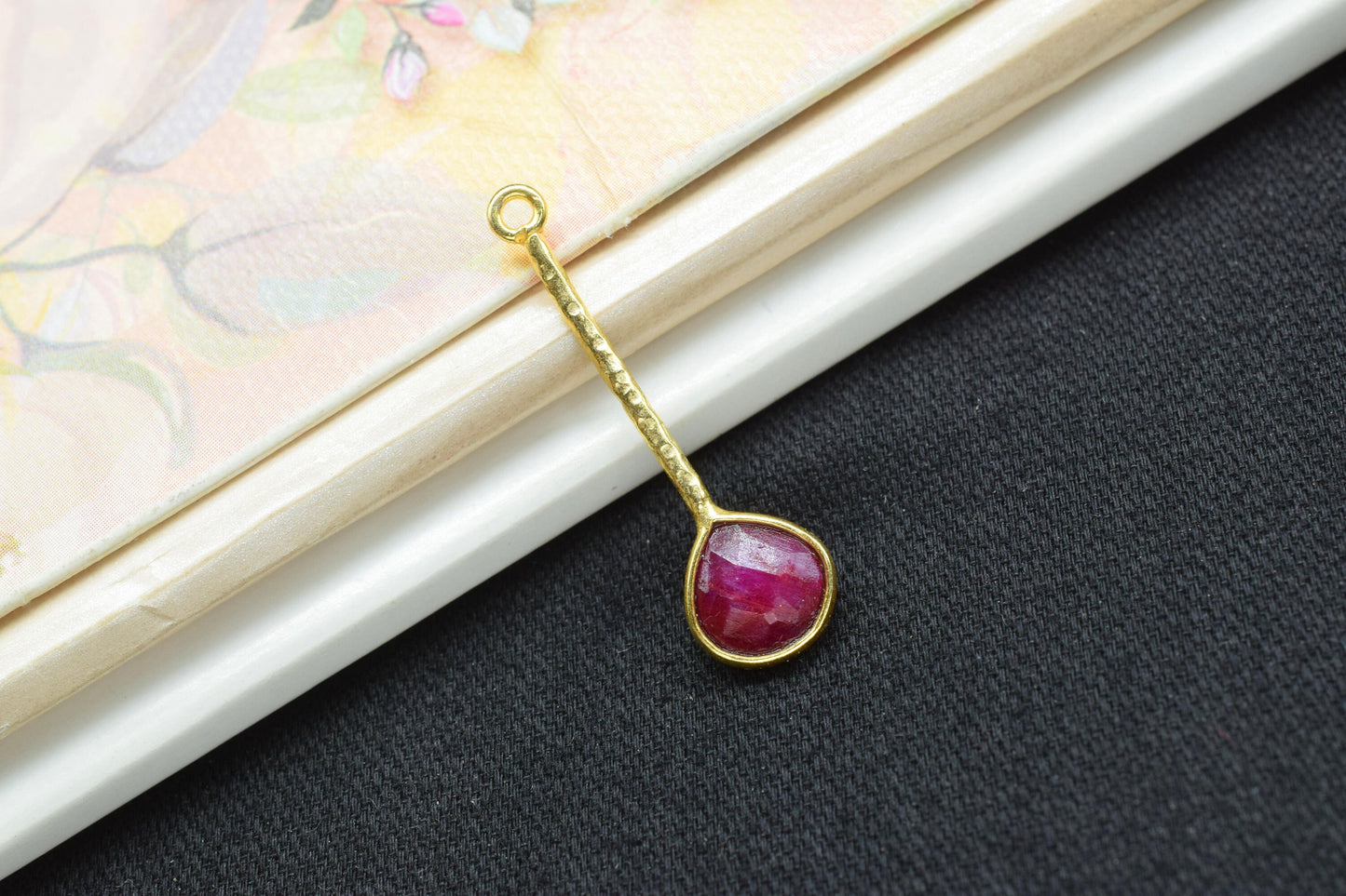 Natural Ruby Pendant/Gemstone Component/Faceted Ruby Single Bail Charm/Necklace Pendant/Heart Shape Charm/Wholesale Supply/Made for her