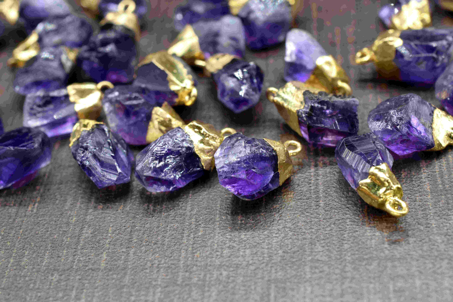 Amethyst Rough Stone Pendant Jewelry,Gold Plating Natural Druzy Amethyst Rough Stone Pendant, Amethyst Gemstone Pendant Birthstone Necklace