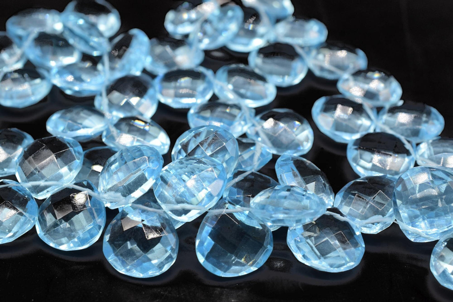 Sky Topaz 14mm Heart Shape Briolettes,Side drilled Briolette,Jewelry making supplies,craft supplies,Handmade Briolette,December Birthstone