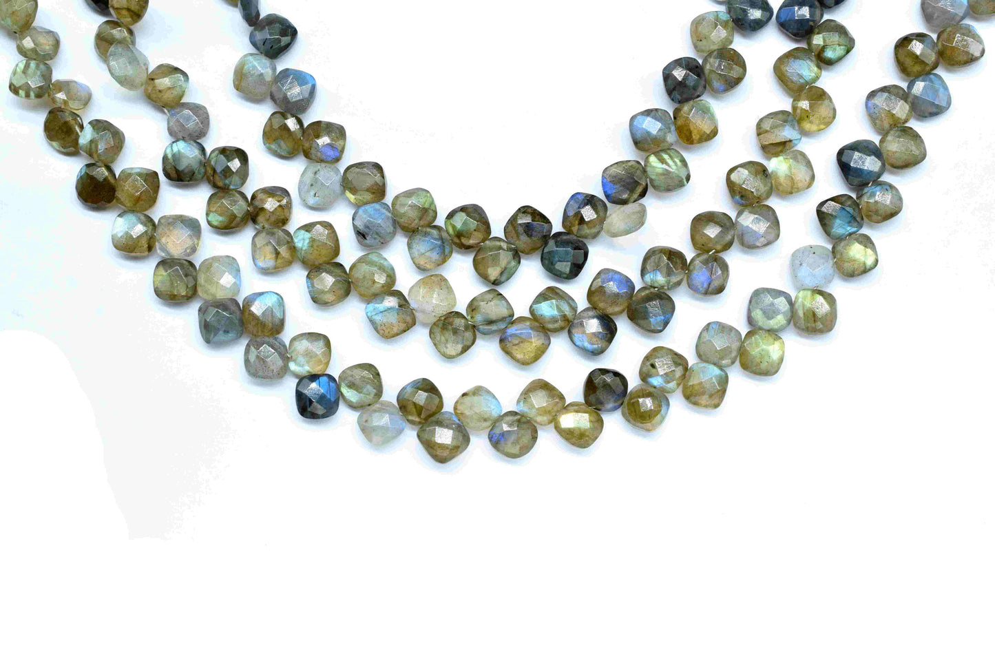 Labradorite Finest AAA Quality Faceted 6mm Cushion Shape Briolettes,Flashy Labradorite Beads, Labradorite Faceted Briolette,Gemstone Beads