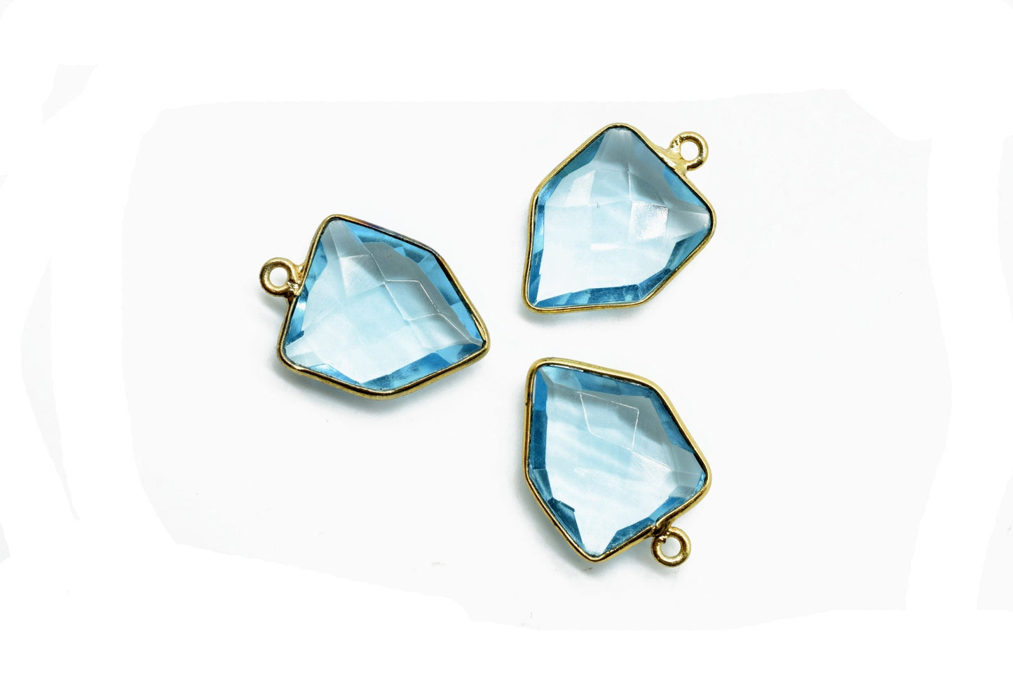 Sky Topaz 13x17mm Bezel charm,Sky Topaz fancy pendant,Sky Topaz Gold Plated bezel,jewelry making charms crafts,December Birthstone,Sky Topaz
