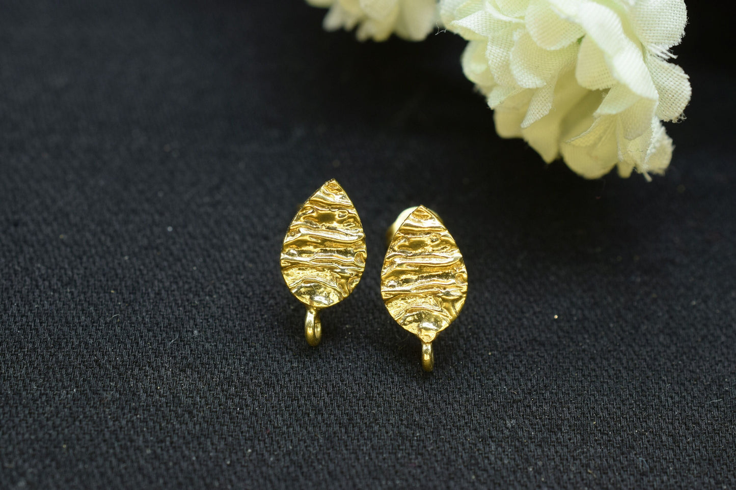 Brass Handmad Earring Connector,7x10mm Teardrop Brass Earring connector,Gold Plated Brass Jewellery,Studs Post connector,Brass Earring,Gifts