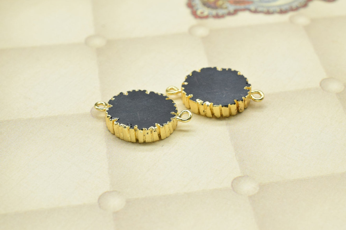 Black Onyx Double Bail Connectors,Cabechon Pendant Charms,Handmade Pendant,Black Onyx Jewelry,Oval Shape Pendants,Gemstone Component,Gift