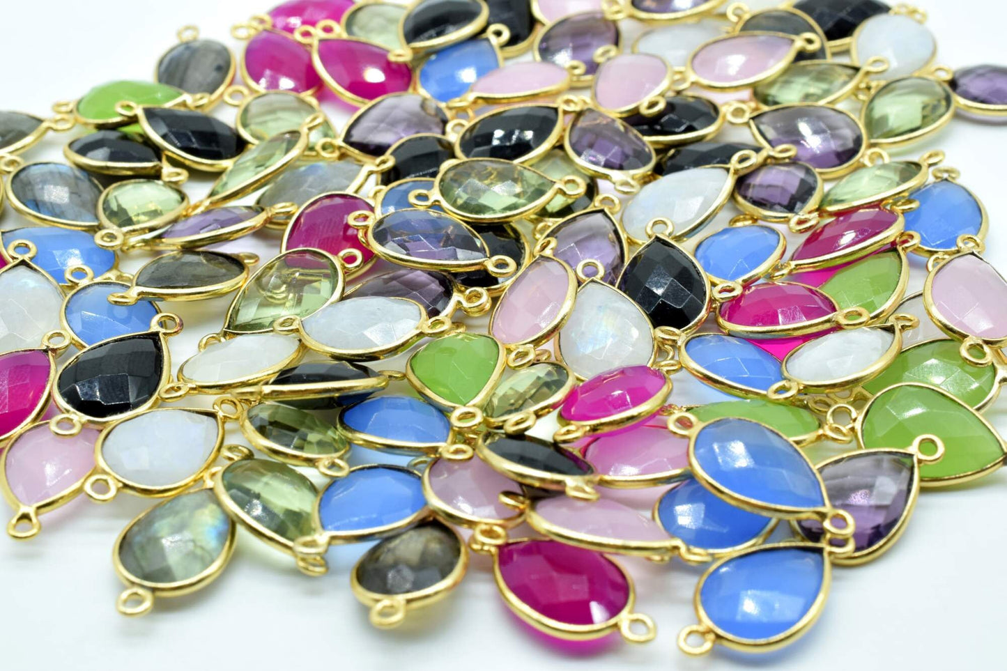 Rose Quartz 10x14mm Pear shape double bail connnectors,Checker Board cut Rose Quartz Pendant,Rose Quartz charms,Rose Quartz Pear Briolettes