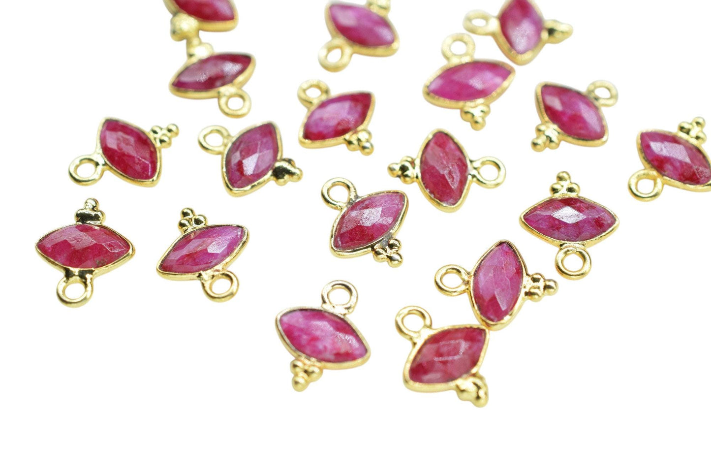 Gemstone Ruby Charms Pendant/Marquise Shape Pendant/Handmade Pendant/Tiny Pendant/Necklace Connector jewelry/Ruby Charms Jewelry/B'day Gift