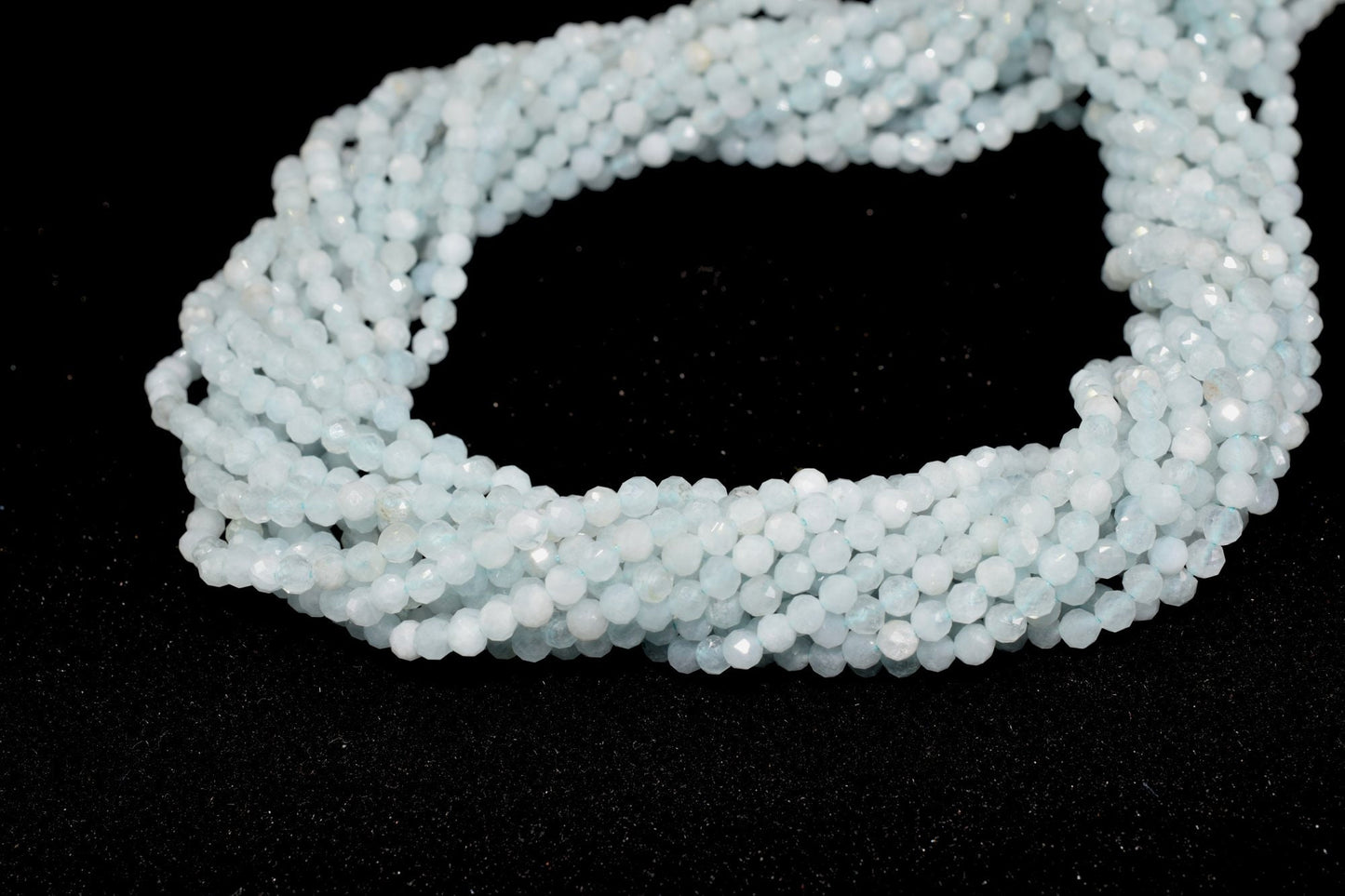 3mm Aquamarine Rondelle Beads,Milky Faceted beads,Necklace Jewelry Making,Crafts,AAA Quality Gemstone Beads,Loose Faceted beads,13'' strand