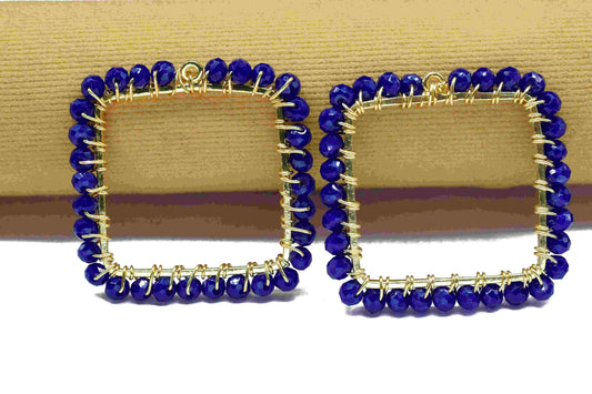 Lapis Lazuli Wire Wrapped Dangle Connector,Gemstone Components,Handmade Earring,Finding Necklace Component Jewelry,Beaded Earring Connector