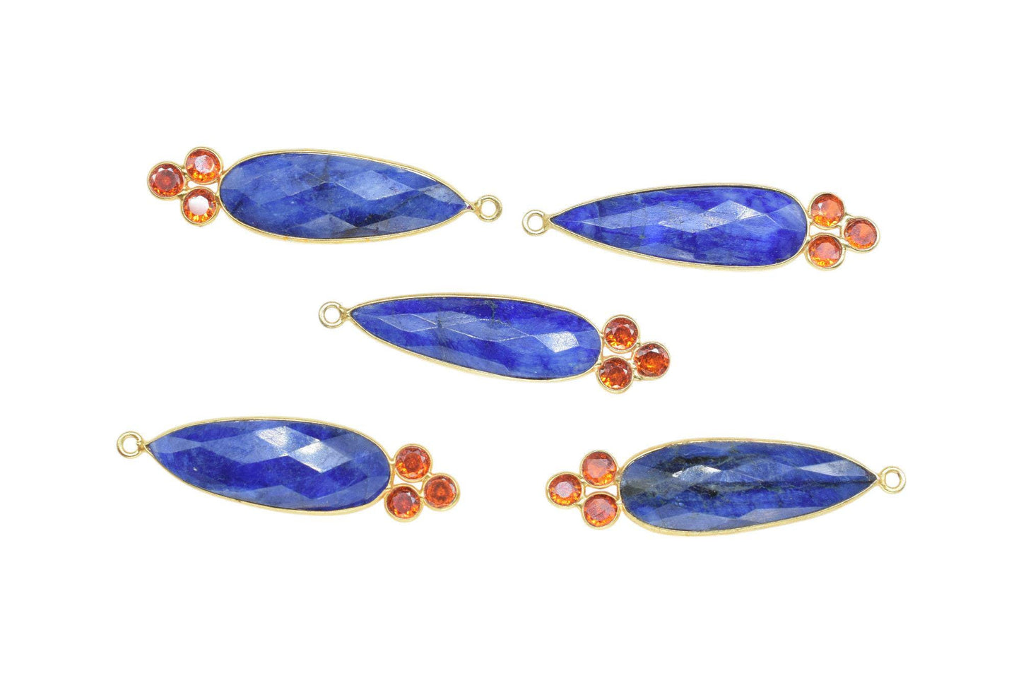 Blue Sapphire 10x30mm Teardrop Bezel charms,Blue Sapphire Pendant,Gemstone connector,Sapphire Jewelry,Cubic zirconia Bezel charms,Gifts,P121