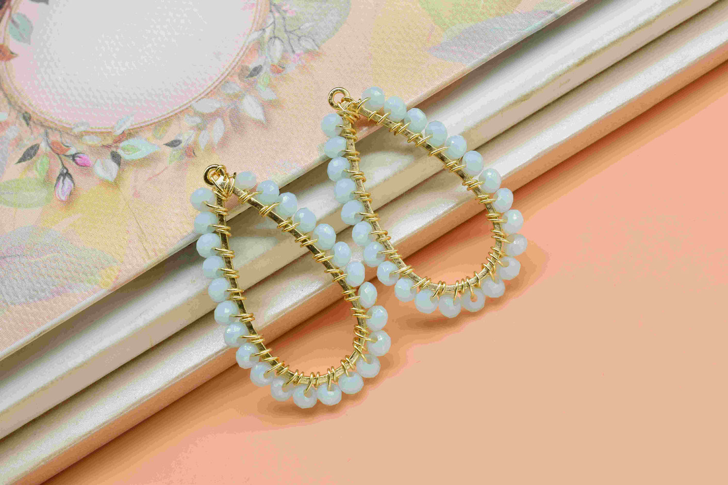Aqua chalcedony Gemstone Earrings Components,-Handmade Earrings,Dangle Earring Components -Findings Earring Components- Connector Jewelry,