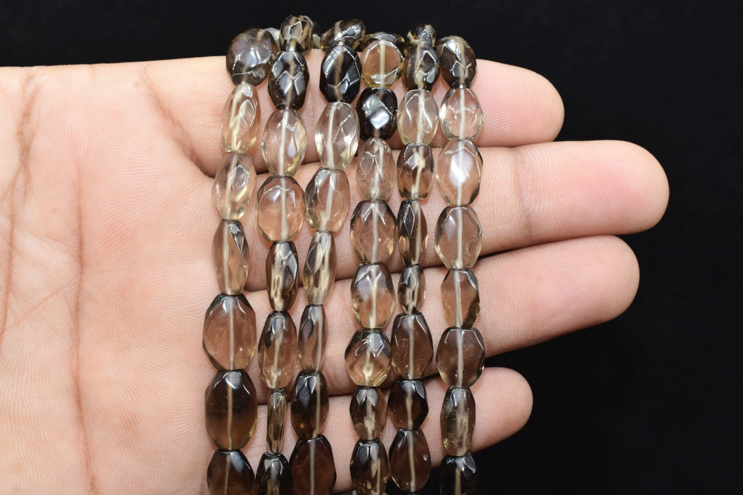 1 Strand Smoky Quartz Oval Beads,Smokey Gemstone Faceted Oval Shape Beads,Jewelry Supplies,Gorgeous Dark Translucent Smoky Quartz Oval Beads