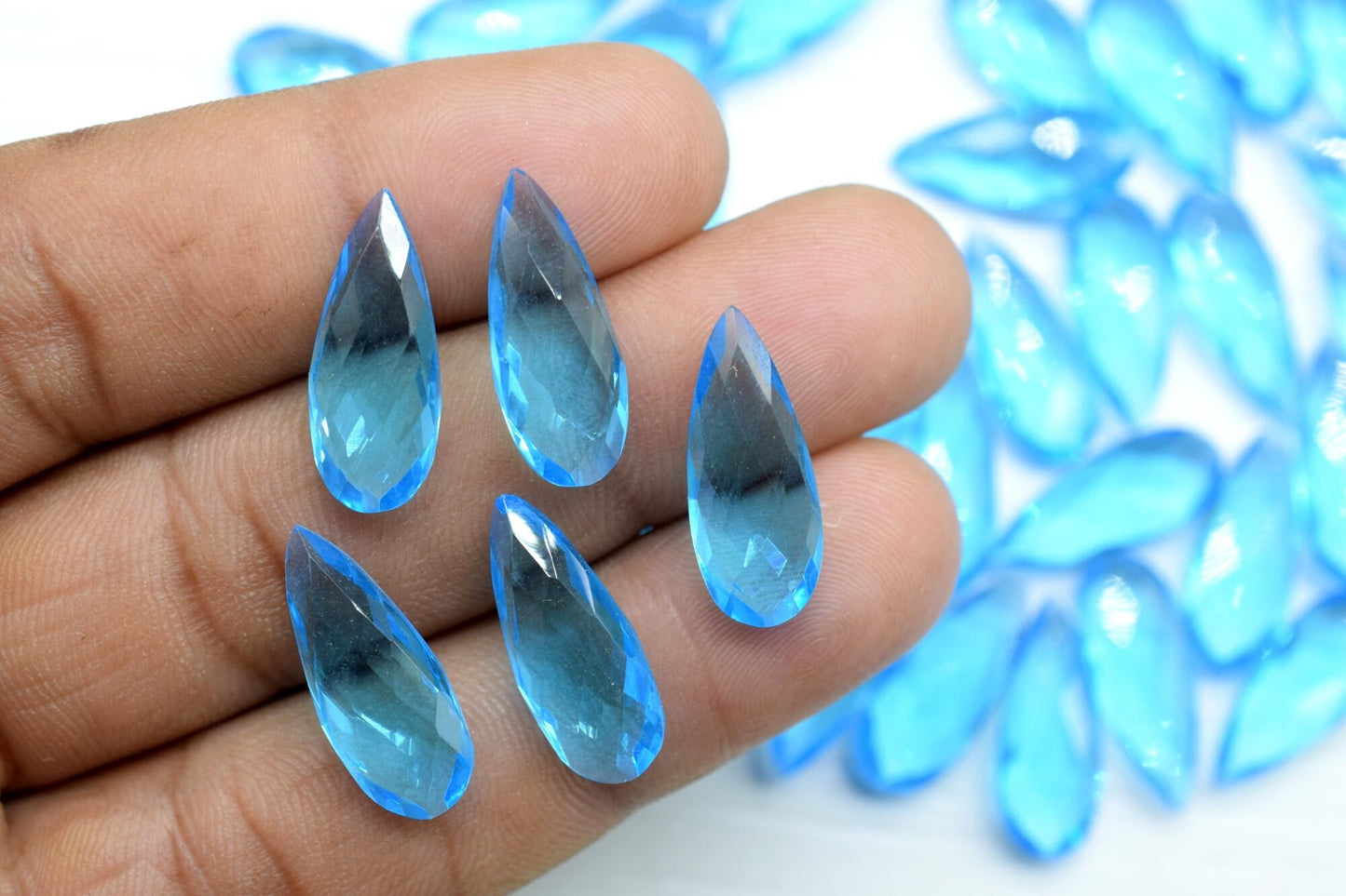 Sky Topaz 8X20mm Faceted Teardrop Briolettes,Topaz Gemstone Briolettes,Sky Topaz Long  Faceted Pear Beads, jewelry making Briolettes,Beads