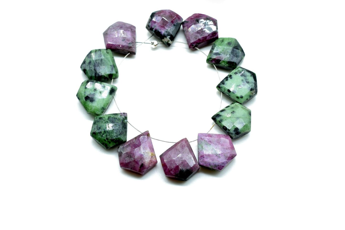 Natural Ruby Zoisite 15mm Briolette,Side Drilled Briolettes,Fancy Shape Briolettes, Gemstone Beads,Gemstone Charm,Jewelry Beads,jewelry