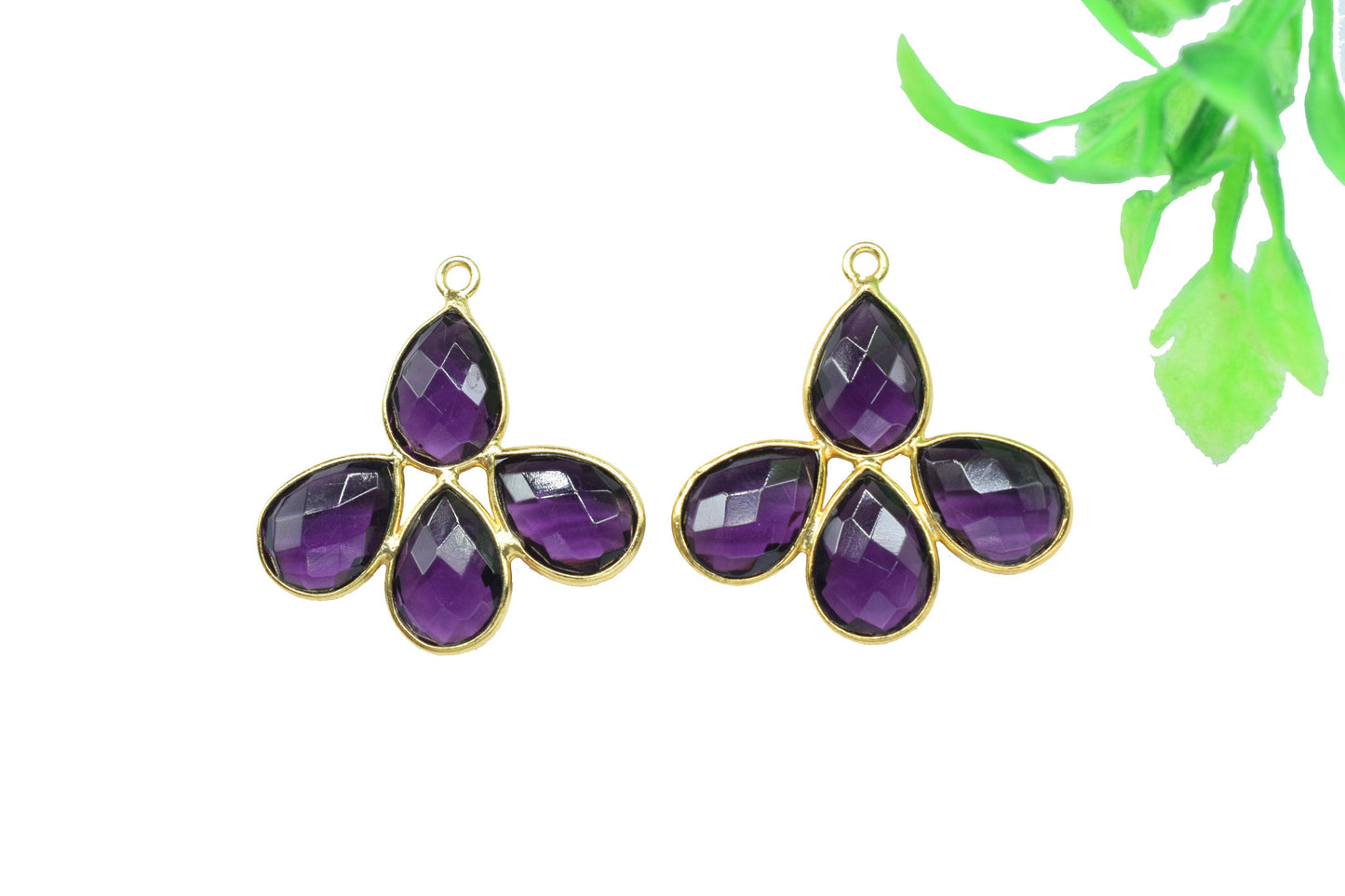 Gemstone Pear Shape Earring,Craft Supply,Finding Jewelry Connector,Station Bezel Link,Components Earring,Flower Pendant,Elegant Jewelry Gift