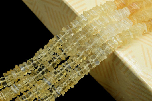 Citrine Heishi Beads, Natural Citrine Heishi Cut Beads, Citrine Smooth Square Bead,Citrine Heishi Bead,Natural Gemstones,November Birthstone