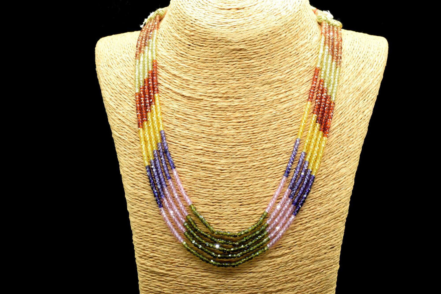 5 Strands AAA Quality Semi precious  3mm Faceted Rondelles Ready To Wear Necklace,AAA quality necklace strings , , necklace with thread lock