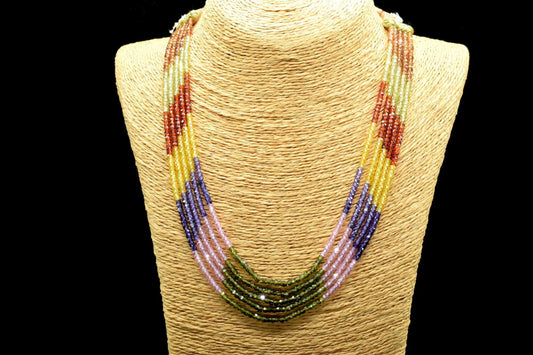 5 Strands AAA Quality Semi precious  3mm Faceted Rondelles Ready To Wear Necklace,AAA quality necklace strings , , necklace with thread lock