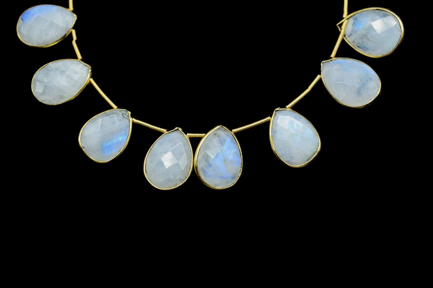 Moonstone Pear Shape Gold Plated Bezel strand,10x14mm pear Charms Making Jewelry Findings Supply, Moonstone Bezel charms,Moonstone Jewellery