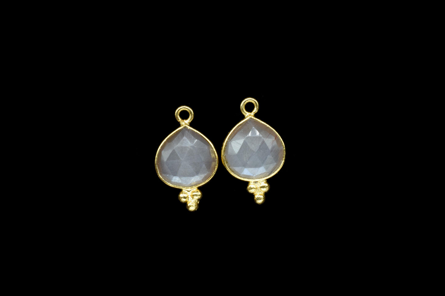 Grey Moonstone Faceted 10mm Heart Shape Charms,Moonstone Gold Plated bezel jewelry making,Grey Moonstone Gold Plating bezels Jewelry,Gift