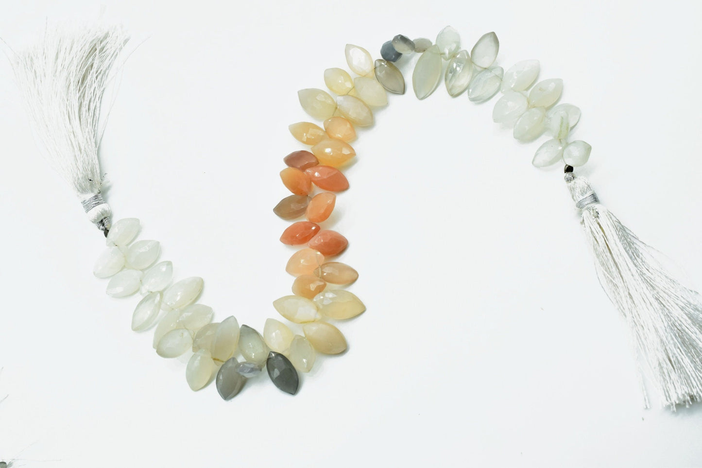Multi Moonstone 7x14mm faceted Marquise Shape Briolettes,Multi Moonstone Briolette,AAA Quality Briolette,9'' Marquise shape strand,Moonstone