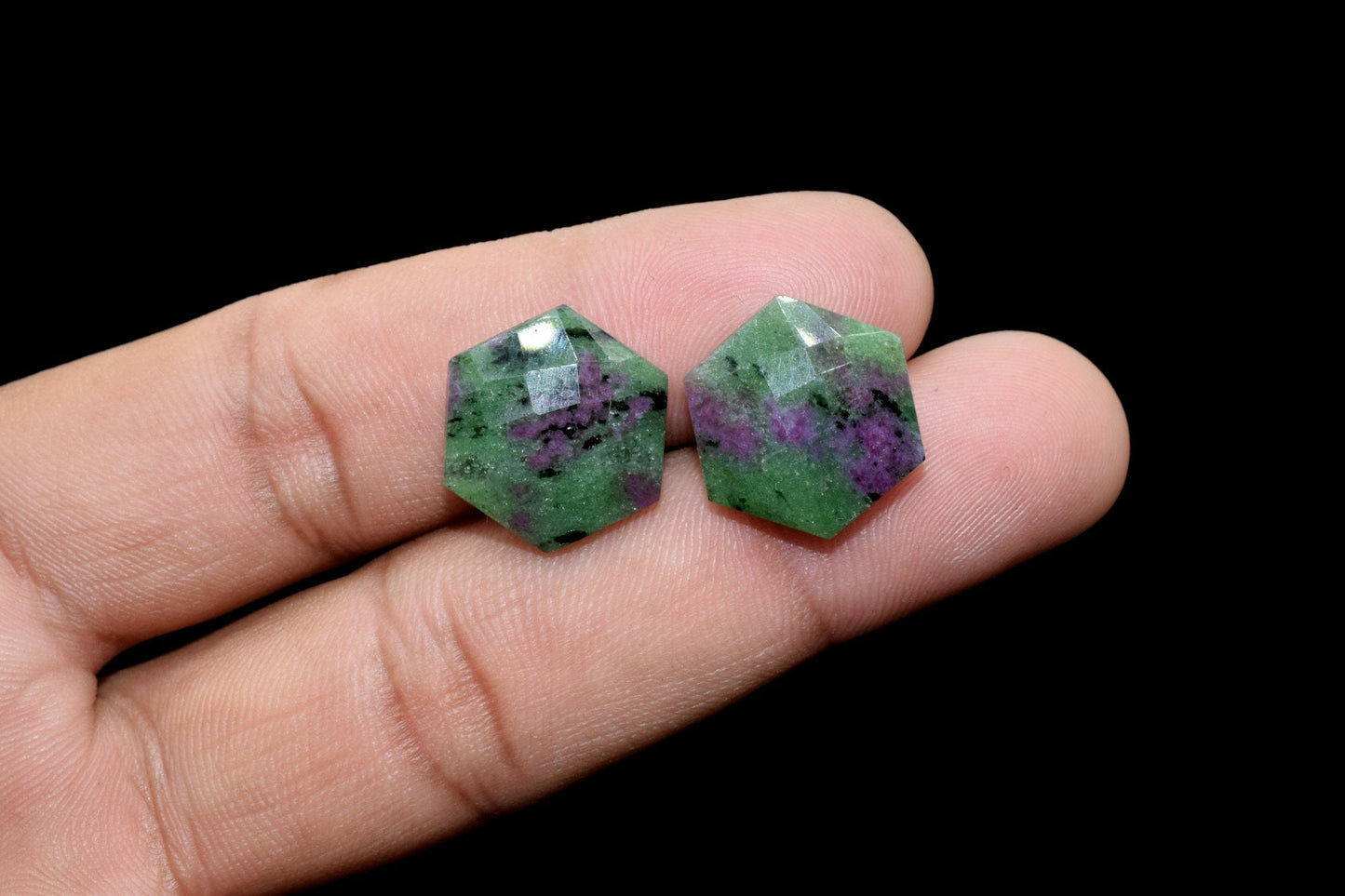 Natural Ruby Zoisite 15mm Hexagon Shape Briolette,Hexagon Drilled Charm,Fancy Shape Briolettes, Hexagon Beads,Gemstone Charm,Jewelry Beads