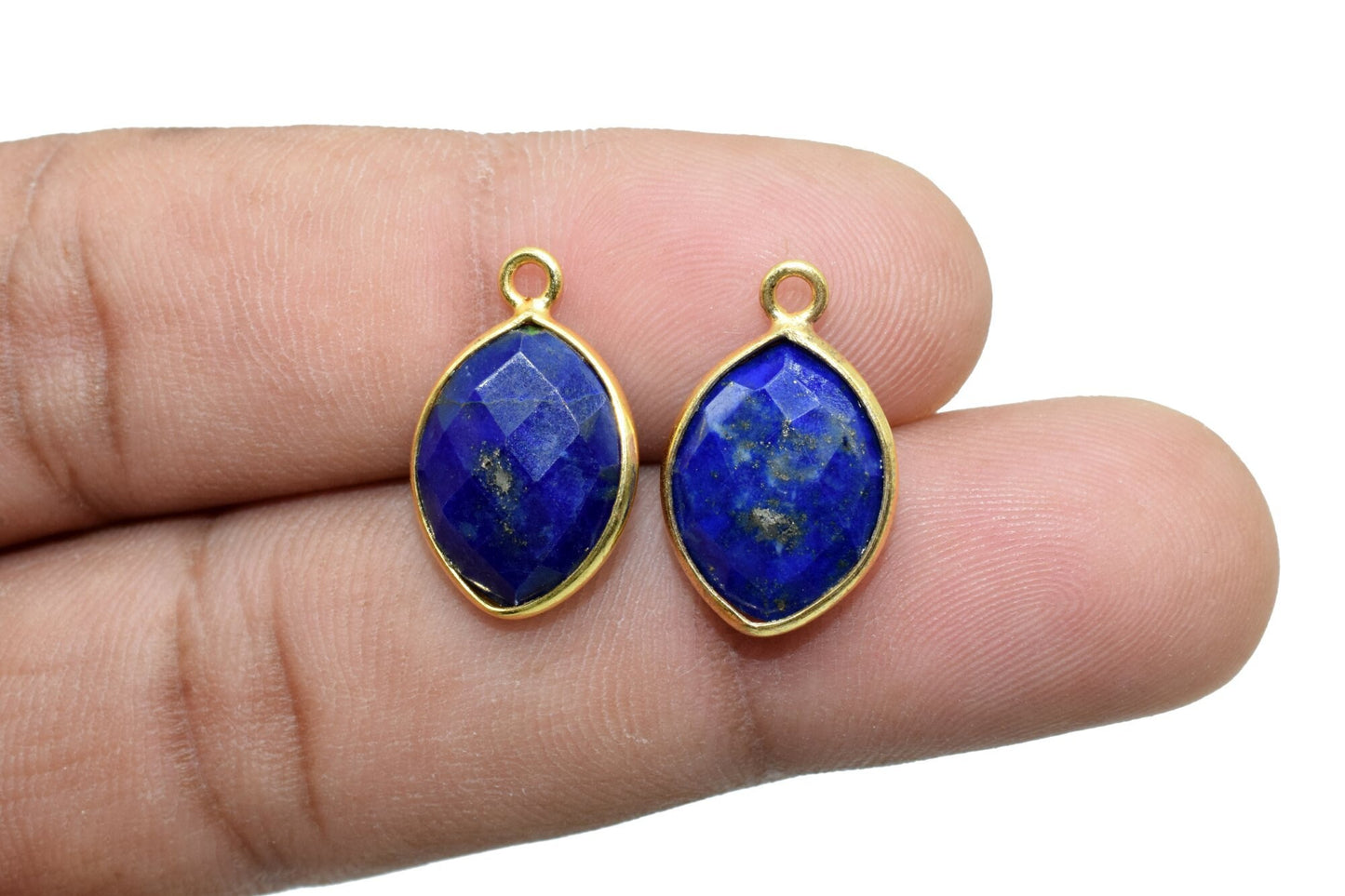 Lapis Lazuli 10x13mm eye shape single bail connectors,Lapis Lazuli pendant,Lapis Lazuli Gold Plated bezel,Hot Lapis Single loop Connector