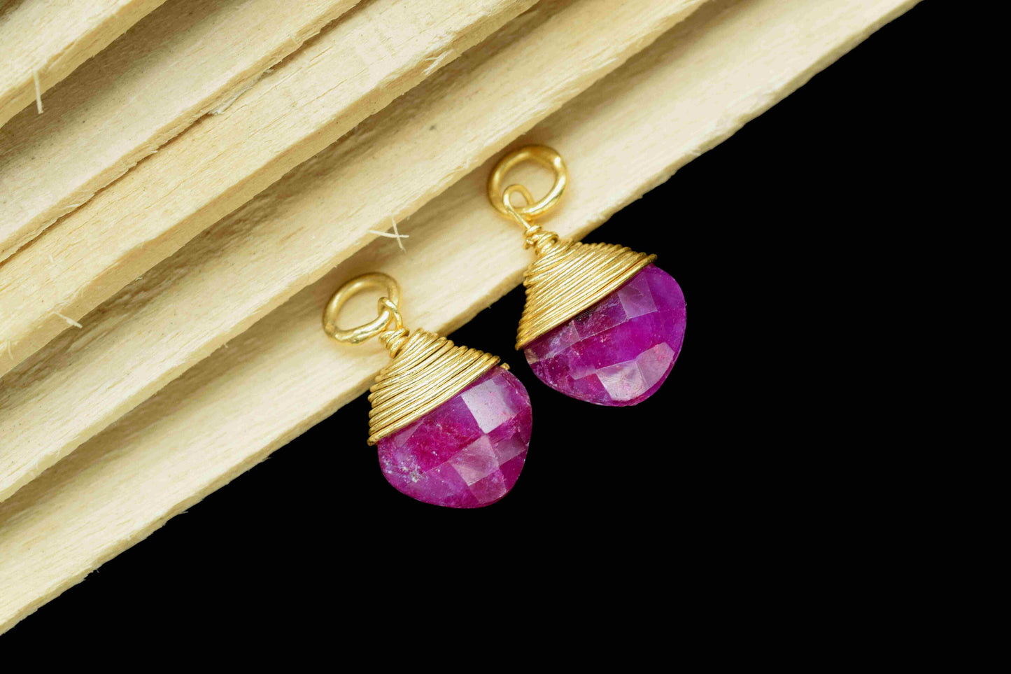 Natural Ruby Wire Wrapped Connectors, Square Gemstone Connector, Jewelry Making Supply,Single Loop Connectors Gift,Ruby Wire Wrapped Pendant