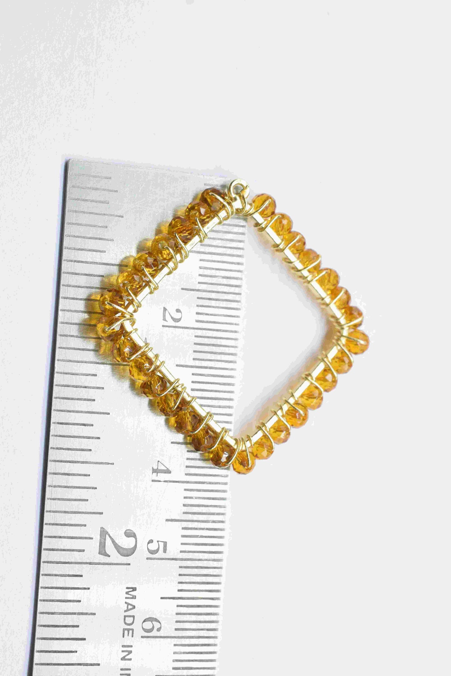 Citrine Wire Wrapped Dangle Connectors,Square Pendant Components,Handmade Earring,Beaded link Earring,Finding Component Citrine Jewelry,Gift