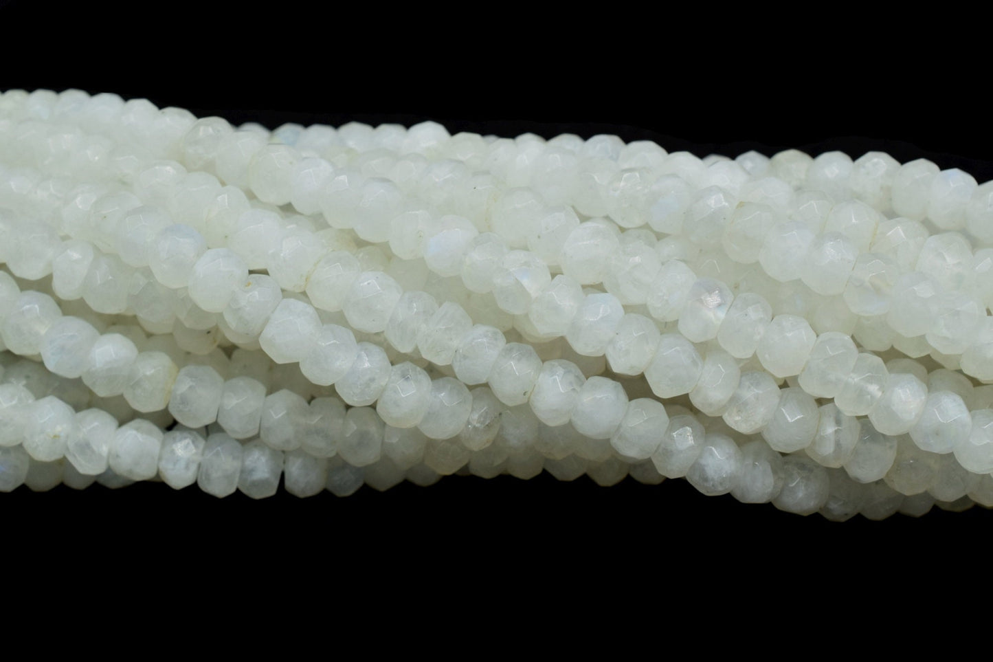 Moonstone Faceted Handcut Beads,Natural Bright Rainbow Moonstone Rondelle Faceted Beads,Loose Strand Beads,Moonstone handmade beads string,