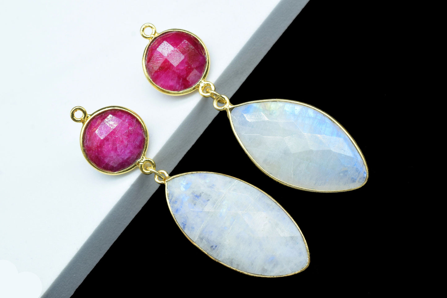 Ruby Component pendant,Dangle pendant Charms,Multi Stone Dangle Earring,Necklace Connector,Rainbow Gemstone Connectors,Handmade jewelry Gift