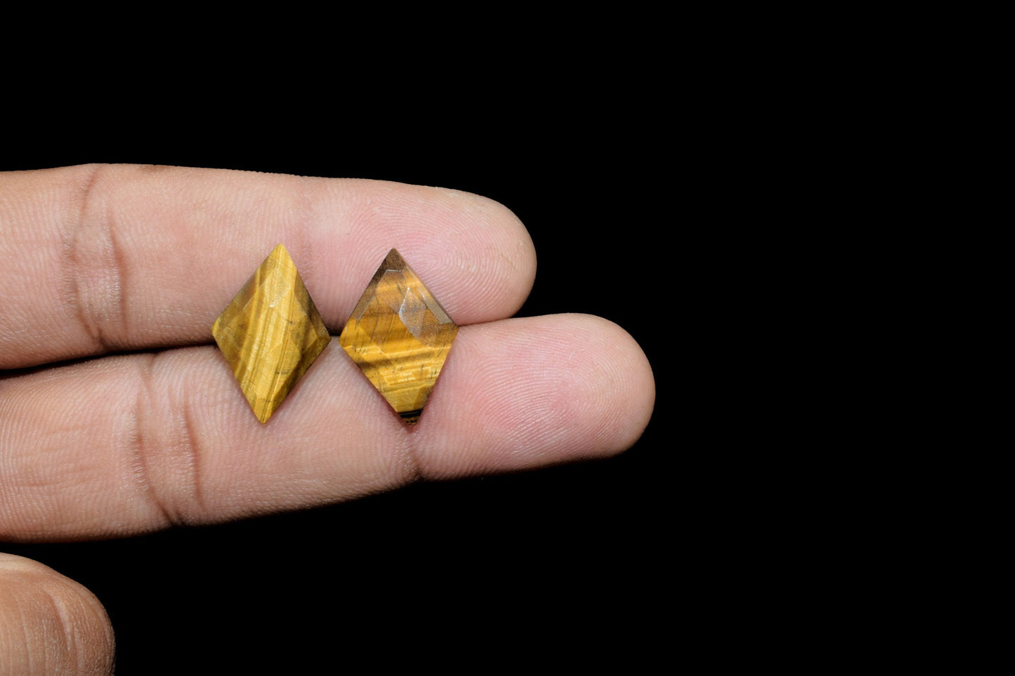 Natural Tiger Eye Gemstone Diamond Shape,Briolette Faceted Pair Gemstone Loose Jewelry,Matched Pair Tiger Eye,calibrated tiger eye,gemstone