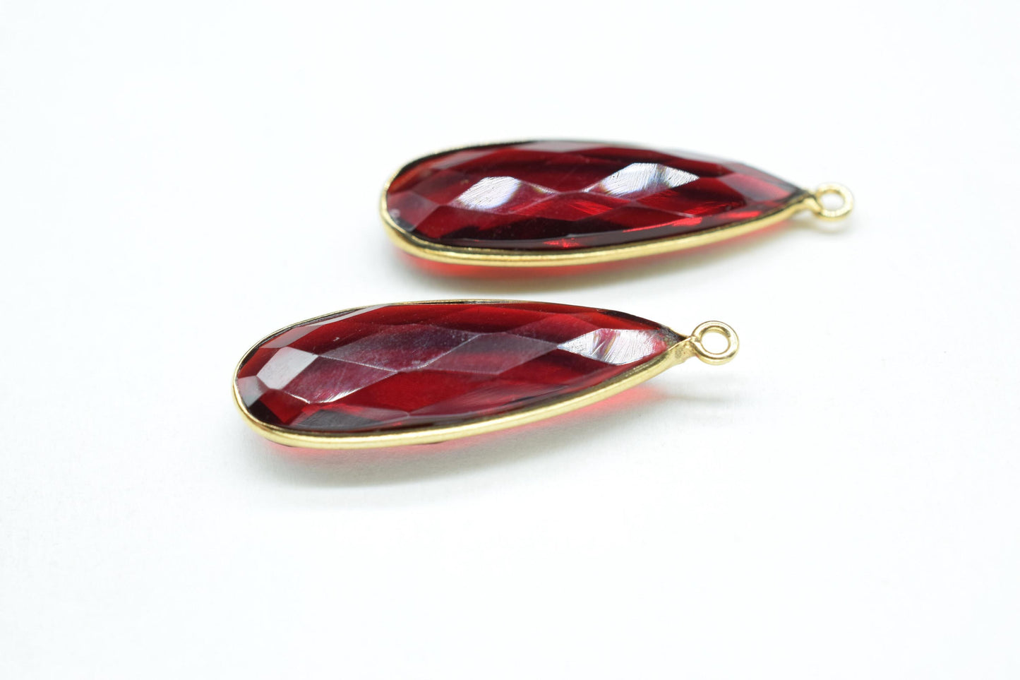 Garnet 10x30mm Pears Shape Connector,Gold Plated Single Bail Gemstone Connector,Jewelry Making Supplies,Green Gemstone Pendant,Bezel Charms