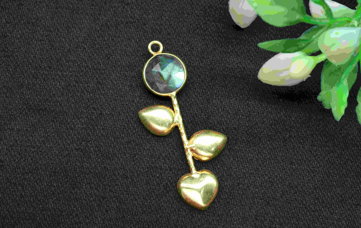 Labradorite Round Shape Pendant ,Labradorite Single Bail Charms  , Genuine Gemstone Charms ,Gold Plated Gemstone Connector,Summer Collection