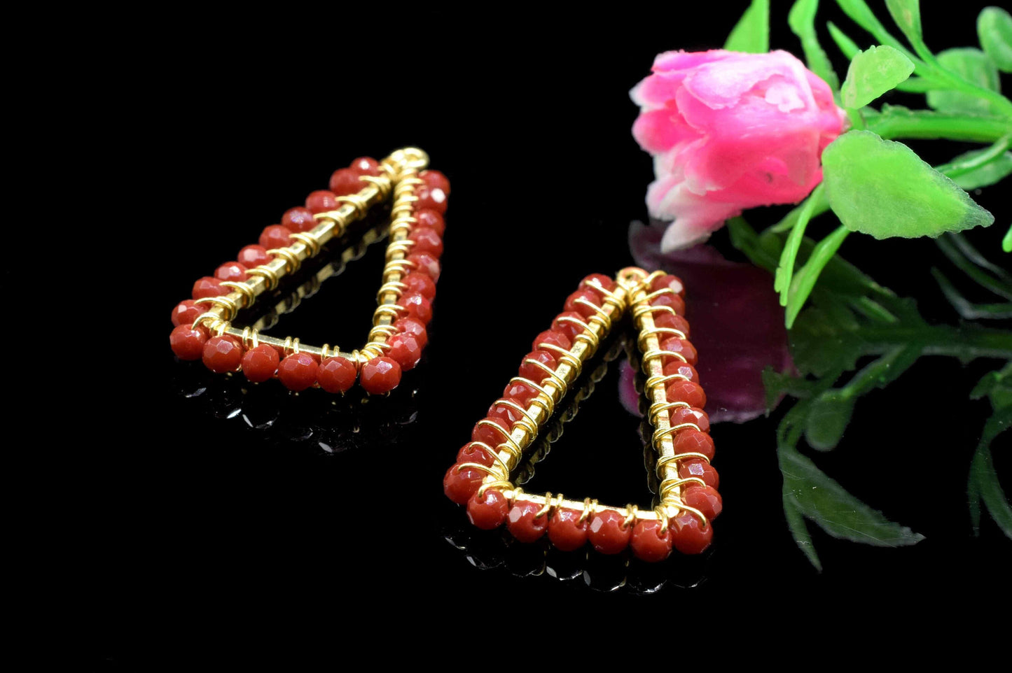 Natural Ruby Wire Wrapped Dangle Earring,Gemstone Component,Handmade Beads Earring Connector,Finding Necklace,Ruby jewelry,Component Jewelry