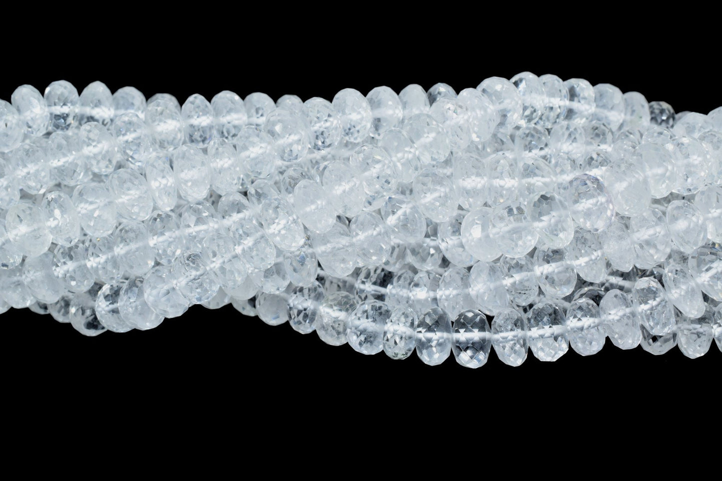 6.5mm 7mm AAA 100% Natural Faceted Rondelle crystal Gemstone Beads Top Quality Natural crystal Beads 6 Inches Strand, Crystal,large beads,