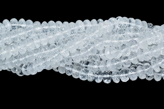 6.5mm 7mm AAA 100% Natural Faceted Rondelle crystal Gemstone Beads Top Quality Natural crystal Beads 6 Inches Strand, Crystal,large beads,