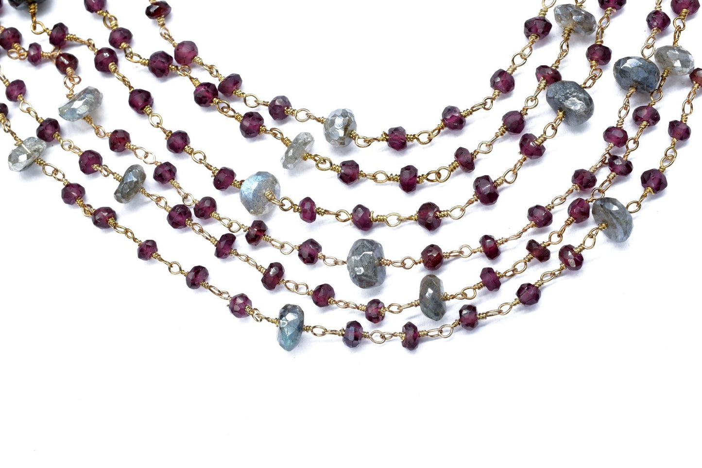 Garnet 3mm Beaded Chain,labradorite Rosary,Gold Plated Wire Wrap Chain,Brass chain,Jewelry Making Chain,Rosary chain,bigger beaded rosary