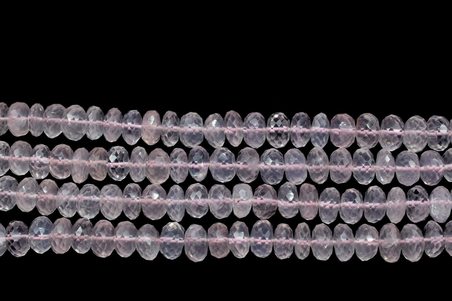 Rose Quartz Beads Grade AAA Genuine Gemstone Faceted Rondelle Loose Beads, 7.5x8mm Size Rose Quartz Beads, Gemstone Faceted Rondelle Beads