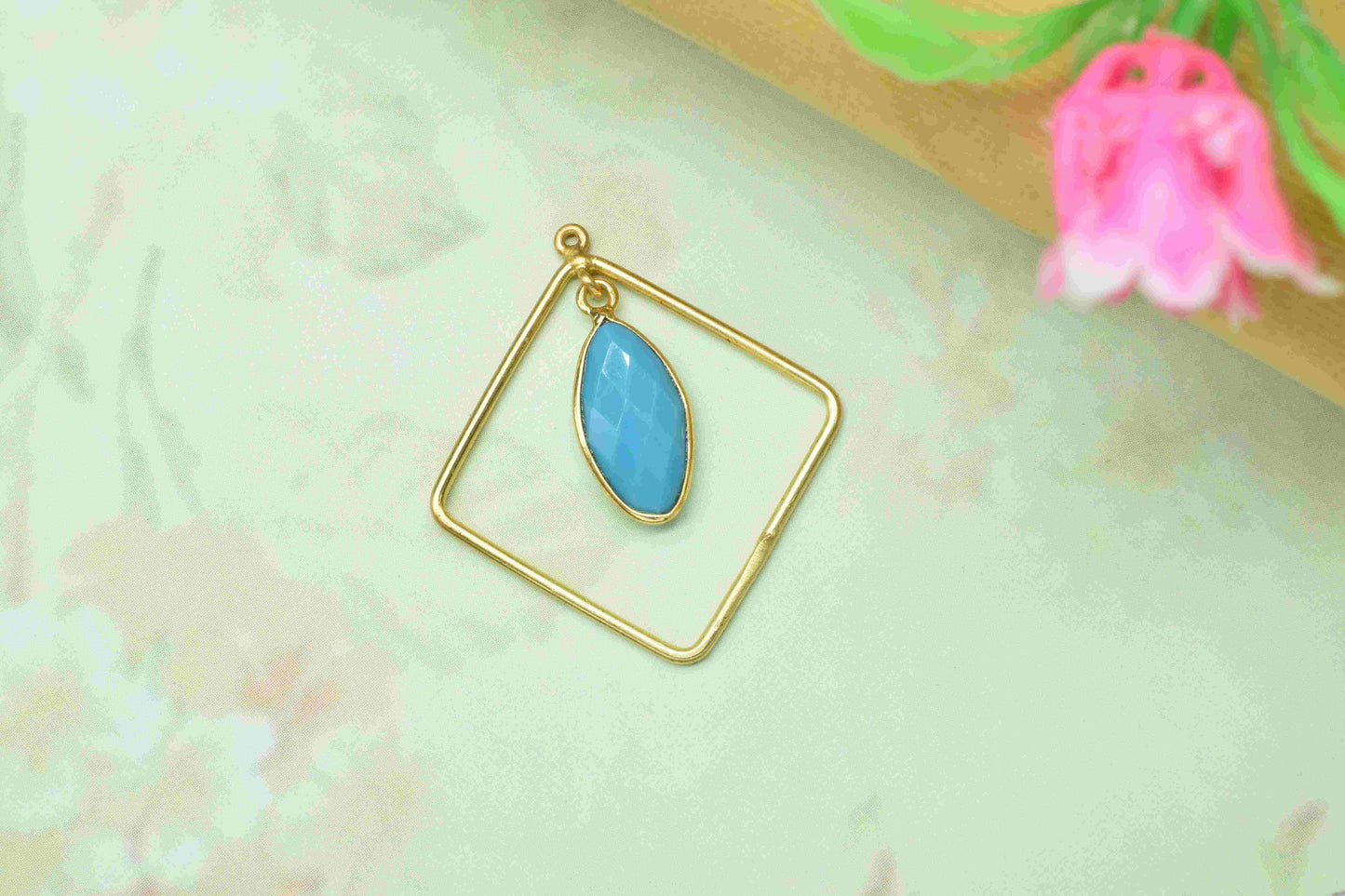 Marquise Bezel Pendant,Finding Square Components,Gemstone Square Component,Handmade Pendant Jewelry,Beads Dangle Earring,Station Link Supply