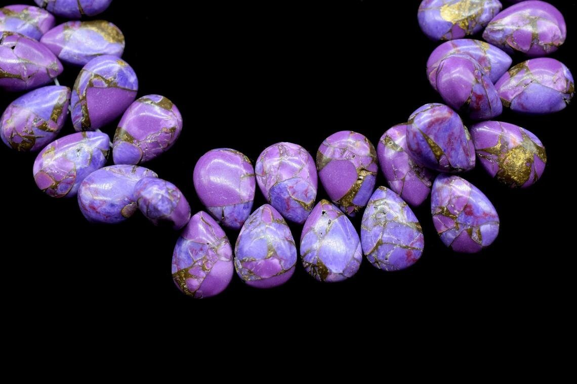 Purple Copper Turquoise 7x10mm Beads,Turquoise Smooth Pear Shape Bead,Smooth Pear Beads,Turquoise beads,Purple Turquoise beads,teardrop bead