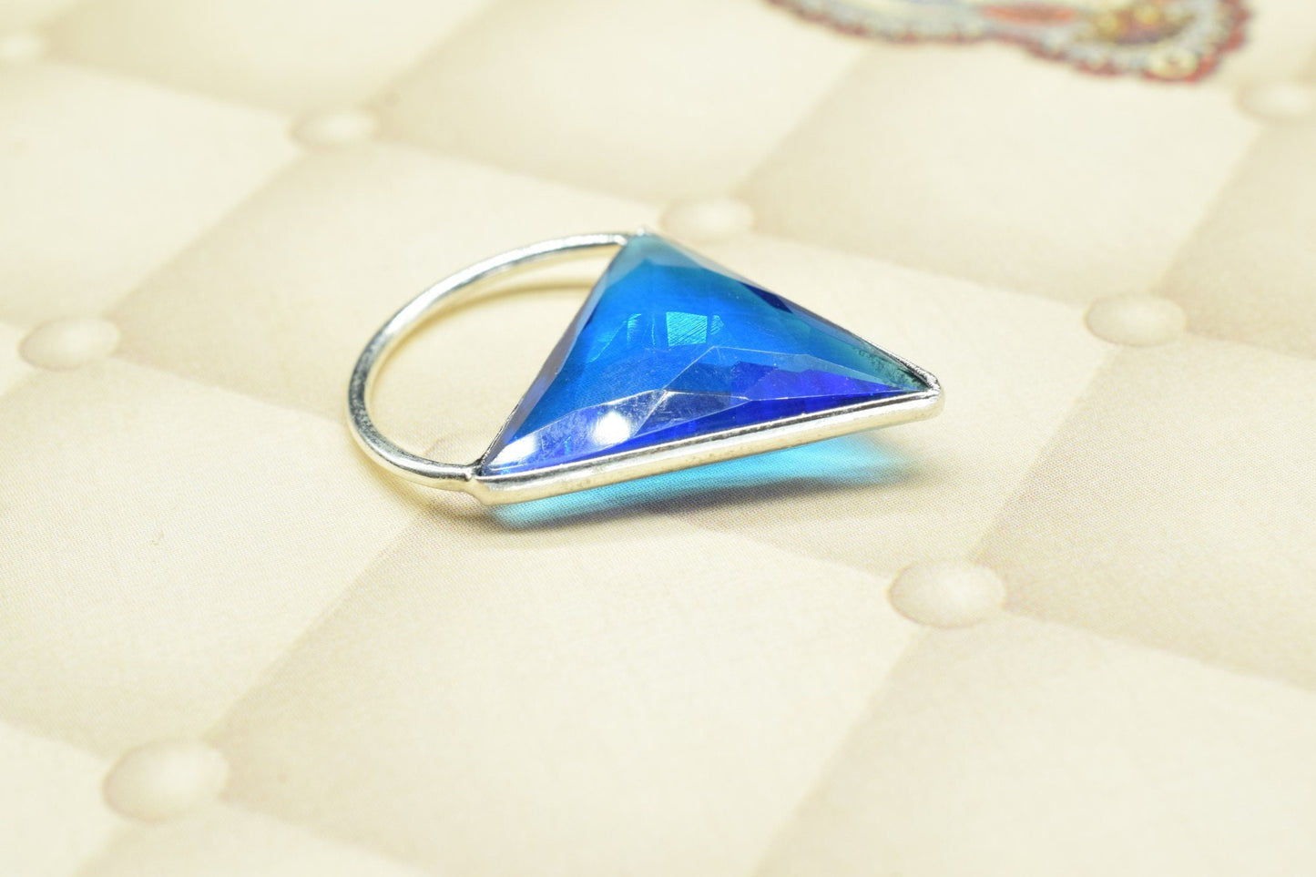 Blue Topaz  Connector, Triangle Shape Pendant Component,Handmade Connector, Triangle Shape Pendant,   pendant jewelry,