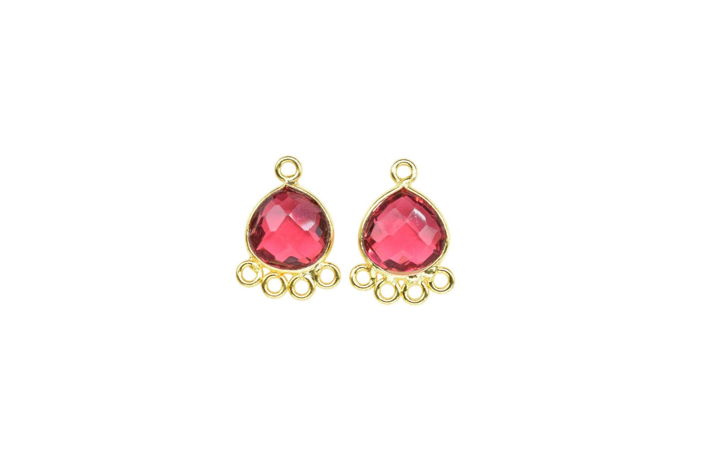 Pink Tourmaline Heart Shape Pendant/Gold Plated Charms Jewelry/Handmade Connector Jewelry/Connector Charms/Station Bezel Link Supplies/Gift