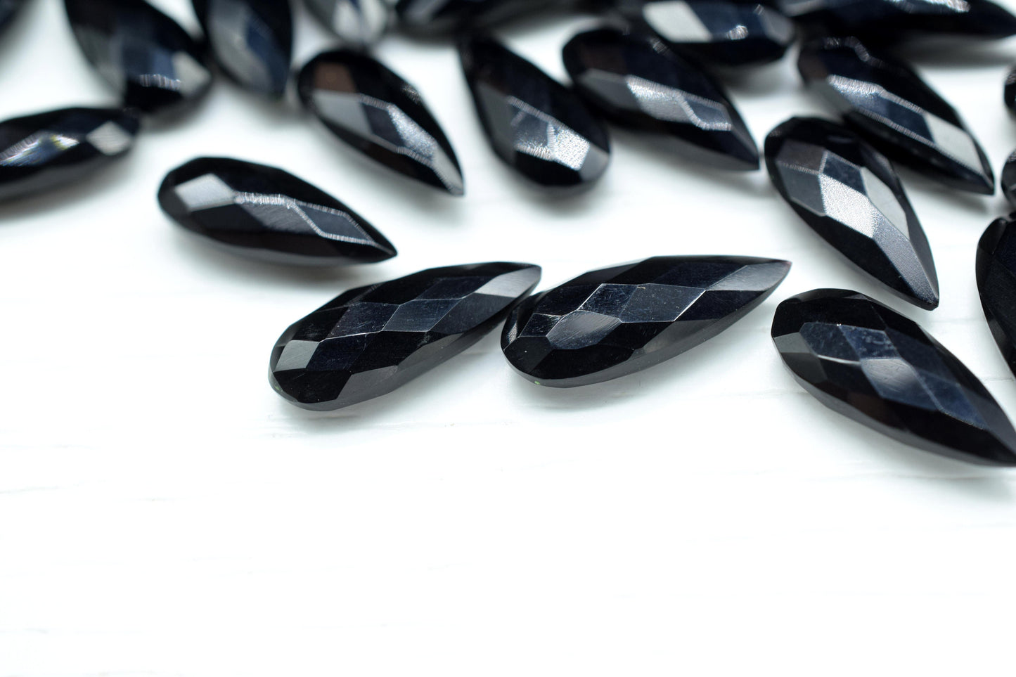 Black Onyx 8X20mm Faceted Teardrop Beads,Black Onyx Gemstone Faceted Beads,Onyx Faceted Pear Bead,jewelry making Beads,Black Onyx Briolettes