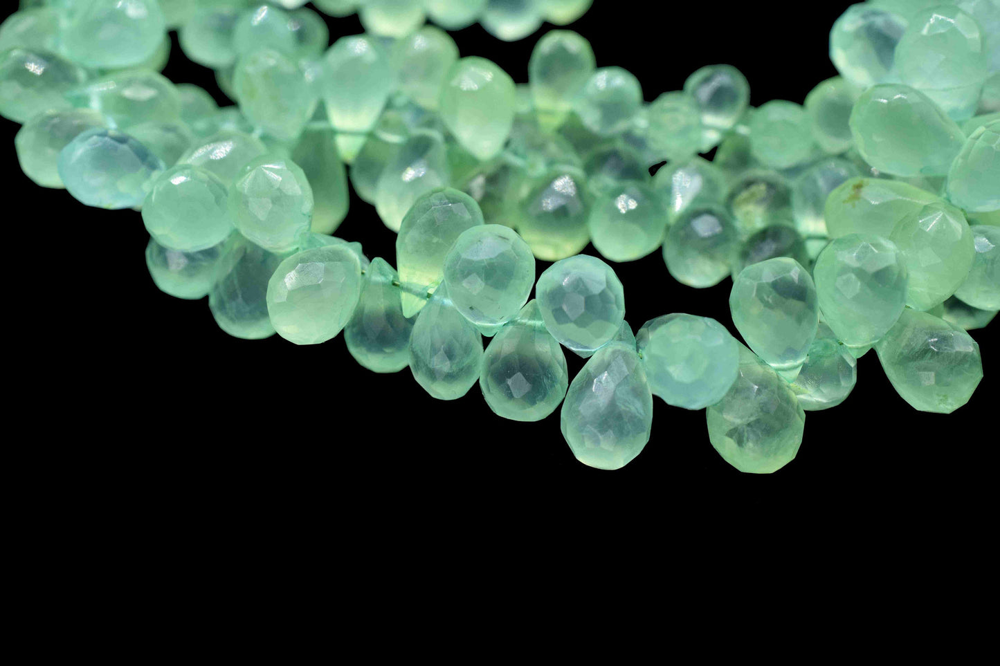 Natural Prehnite Gemstone Teardrop Faceted Beads, 8 Inch Strand 5.5x8mm To 6.5x11mm Approx Gemstone Beads, Prehnite Briolettes Side Cut Bead
