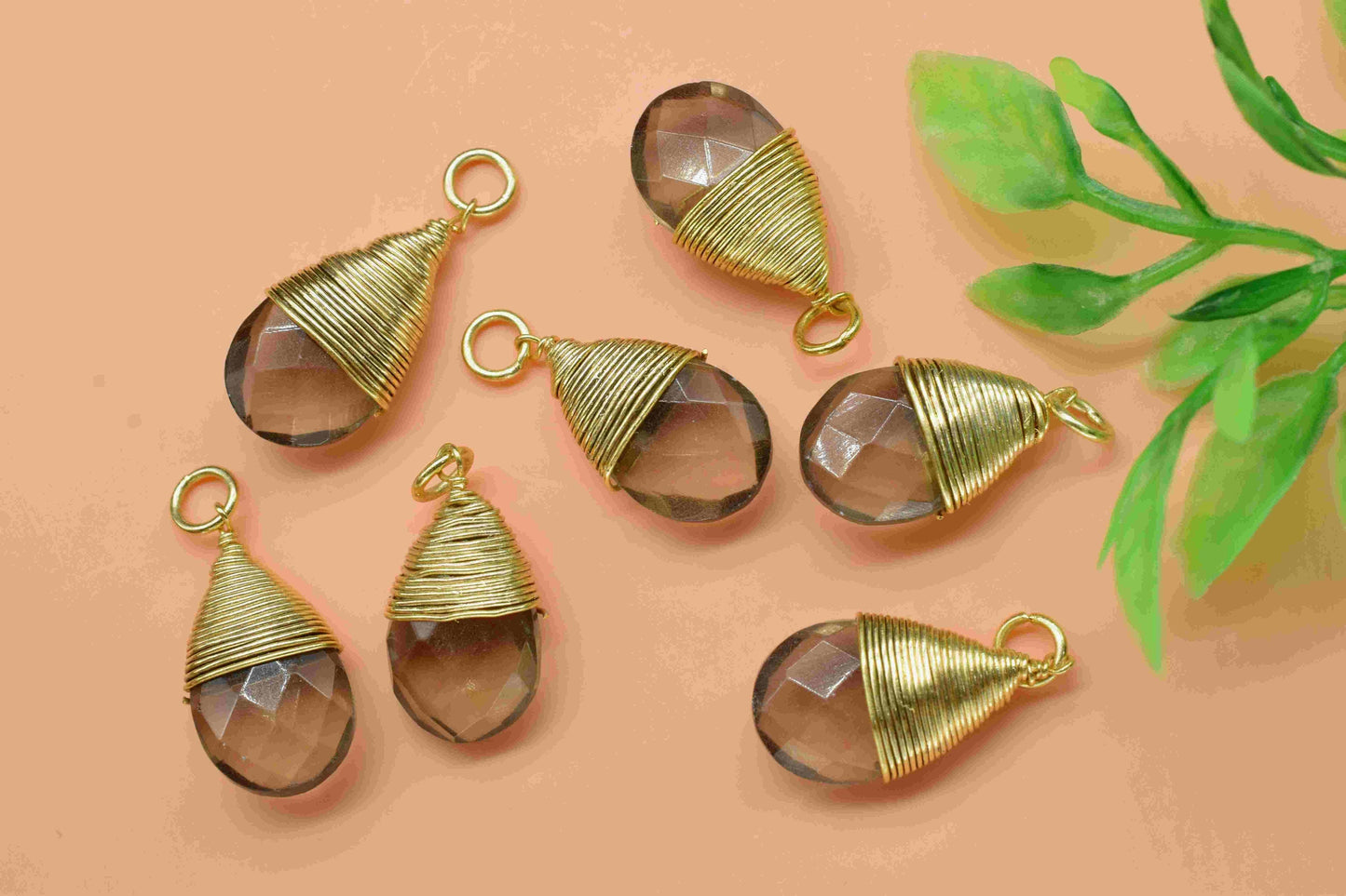Smoky Quartz Faceted Connector, 10x18mm Smoky Quartz Charms, Jewelry Making, Gemstone Wire Wrapped Pendant,Loop Pendant,Smoky Quartz Jewelry