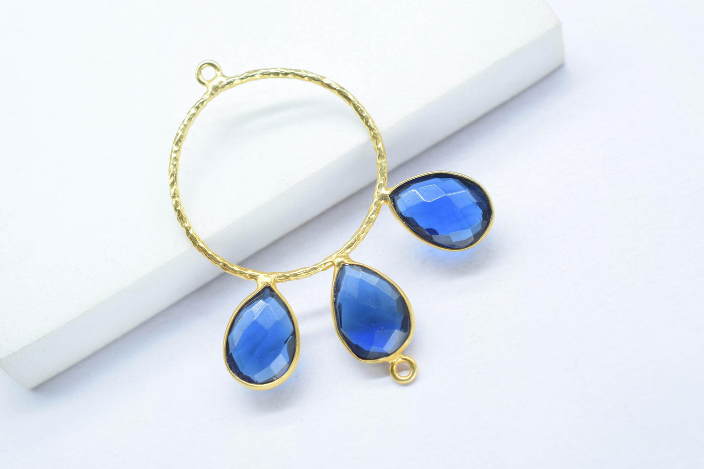 Kyanite Pendant/Gold Plated Jewellery/Connector Jewellery/Gemstone Jewellery/Brass Connector Jewellery/Double Bail Pendant/Kyanite Jewellery