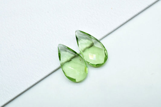 Green Amethyst Faceted Pear Shape Briolettes,10x18mm Pear Shape Beads,Green Amethyst Briolettes,Faceted Pear Beads,Amethyst Jewelry Beads