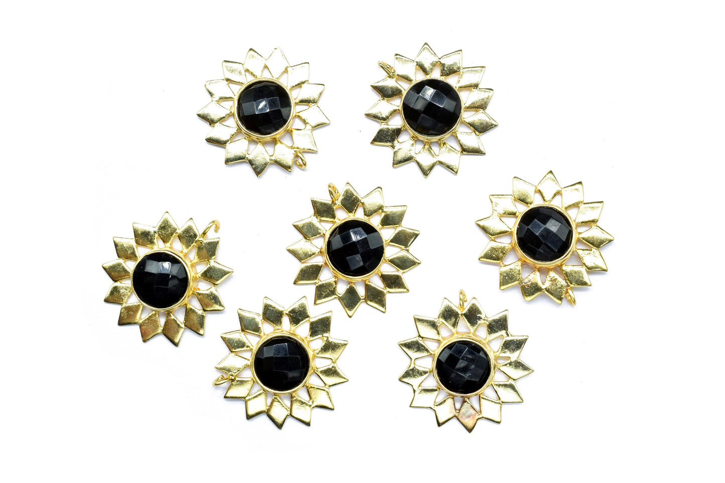 Handmade Findings Pendants,Flower Pendant Charms,Gemstone Beads Jewelry,Station Bezel Link,Craft Supplies,Star Charms Single Bail Connector