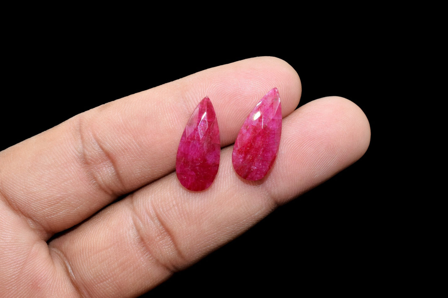 Natural Ruby Faceted Pear Shape Briolettes,8x20mm Teardrop Beads,Ruby Briolettes,AAA Quality,Ruby Jewelry Beads,Ruby Teardrop Beads
